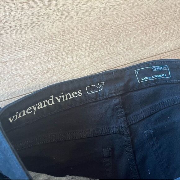 Vineyard Vines Black Coated Denim Zipper Skinny Jeans Size 2 - Picture 3 of 7